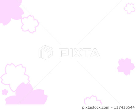 櫻花邊框插圖透明PNG格式，柔和的春季裝飾設計 137436544