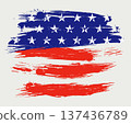 Isolated design component, grunge style illustration of USA flag 137436789