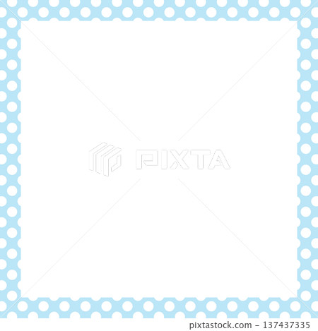Blue square frame with white polka dot pattern for card print, polaroid photo, ad template, poster, book cover, notepad, sticky note, memo, banner, border, postcard, standee, paper design, decoration 137437335