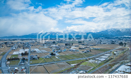 The Kurobe River alluvial fan seen from around Gonzo Bridge over the Kurobe River in eastern Toyama Prefecture, Japan The Kurobe River alluvial fan seen from around Gonzo Bridge over the Kurobe River in eastern Toyama Prefecture, Japan 137437688