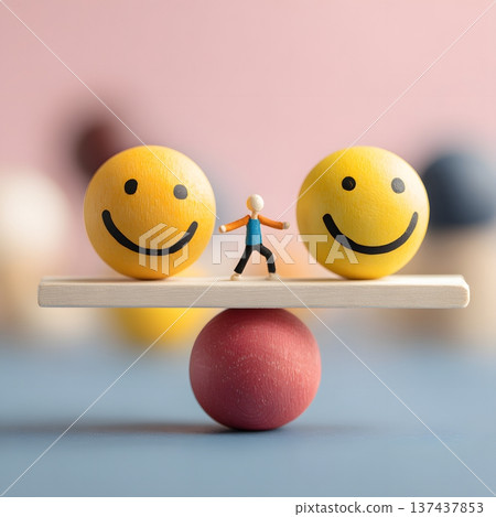 Happiness concept showing balance life joy and meaningful connection modern style Happiness concept showing balance life joy and meaningful connection modern style 137437853