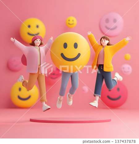 Modern happiness concept for branding and advertising usage Modern happiness concept for branding and advertising usage 137437878