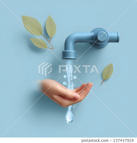 Clean water sustainability concept with minimal modern design 137437928