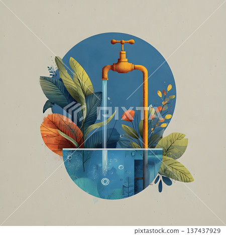 Clean water sustainability concept with minimal modern design 137437929