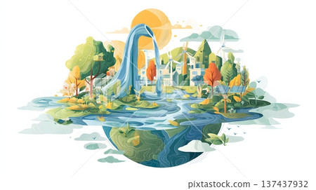 Environmental water conservation illustration suitable for global campaign 137437932