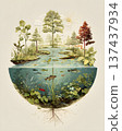 Fresh water ecosystem illustration representing balance and life 137437934