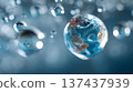 World Water Day visual showing clear water drops and planet earth concept 137437939