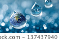 World Water Day visual showing clear water drops and planet earth concept 137437940