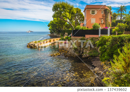 Seaside villa on the edge of the cliff in France 137439602