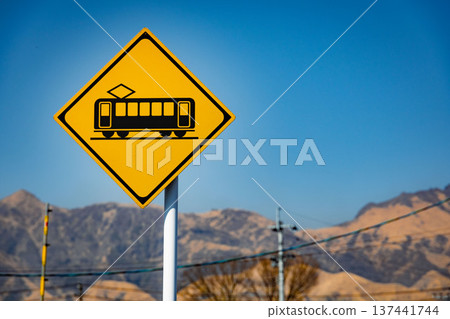 Railroad crossing sign in Minamiaso Railroad crossing sign in Minamiaso 137441744