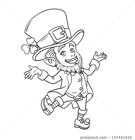 Cartoon leprechaun on saint patrick day coloring page 137441816