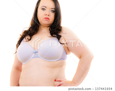 Woman big breast wearing bra Woman big breast wearing bra 137441934
