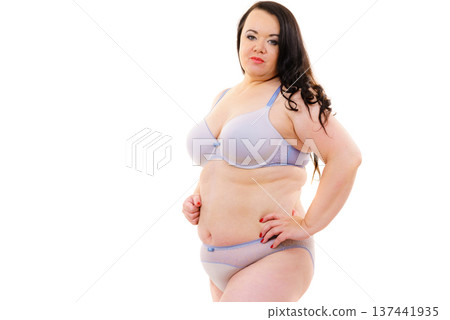 Plus size belly fat woman in lingerie Plus size belly fat woman in lingerie 137441935