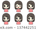 Cute girl bust up set with 6 facial expressions (emotions, anger, sadness, happiness) 137442251