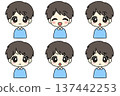 Cute boy bust up set with 6 facial expressions (emotions, anger, sadness, happiness) 137442253