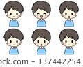 Simple boy's bust up set with 6 facial expressions (emotions, anger, sadness, happiness) 137442254