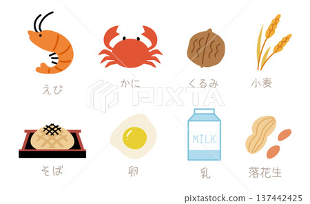 簡單可愛的特定過敏原圖標 簡單可愛的特定過敏原圖標 137442425