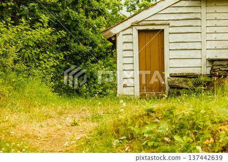 Old traditional norwegian cottage house 137442639