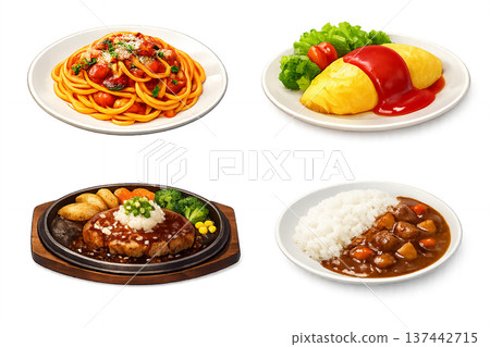 西餐廳標準菜單插圖套裝 137442715