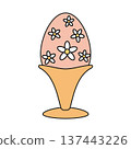 Easter muffin color icon. Cartoon sweet egg bakery food pictogram 137443226