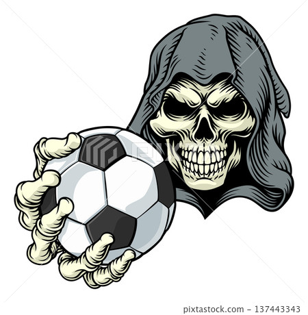 Grim Reaper Death Skeleton Soccer Football Mascot 137443343