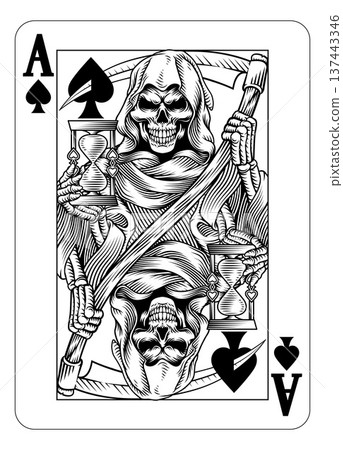 Grim Reaper Ace of Spades Death Playing Card Grim Reaper Ace of Spades Death Playing Card 137443346