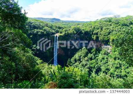 Beautiful waterfall scenery in the mountains of Mauritius Beautiful waterfall scenery in the mountains of Mauritius 137444003