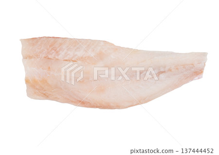 Raw redfish fillet isolated on white background. Fresh marine seafood ingredient for cooking. 137444452