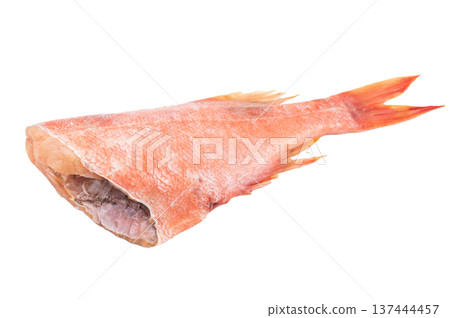 Whole raw redfish isolated on white background. Fresh marine seafood ingredient ready for cooking. 137444457