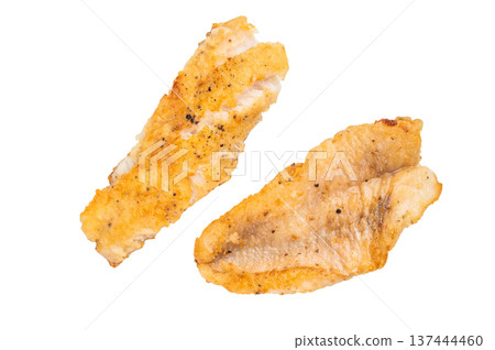 Fried redfish fillet close up. Delicious seafood dish with crispy texture. 137444460