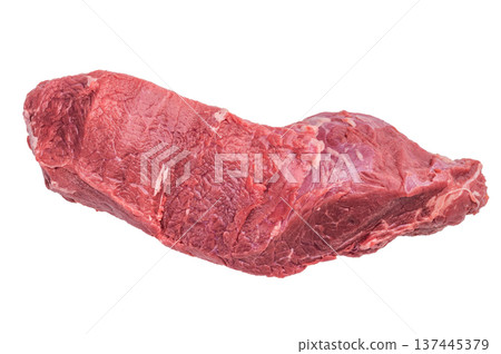 Raw beef cut tenderloin on white background suitable for roast beef preparation ideal for roasting baking and classic homemade cooking Raw beef cut tenderloin on white background suitable for roast beef preparation ideal for roasting baking and classic homemade cooking 137445379