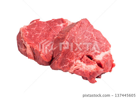 Raw beef boneless shank shin meat with herbs and spices. isolated on white background. top view 137445605
