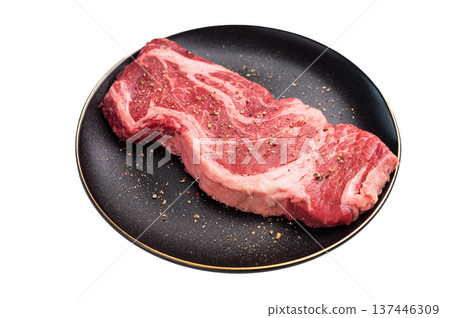 Fresh Raw Chuck eye roll steak, beef meat isolated on white background Fresh Raw Chuck eye roll steak, beef meat isolated on white background 137446309