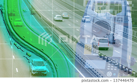 geodesy road construction. The road on the background of infographics of road design and construction 137446470