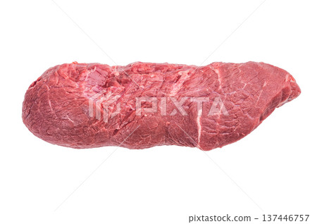 Raw beef cut tenderloin on white background suitable for roast beef preparation ideal for roasting baking and classic homemade cooking 137446757