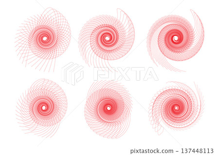 Circular Geometric Abstract Hand Drawing Spiral Design Set in Vibrant Colors Circular Geometric Abstract Hand Drawing Spiral Design Set in Vibrant Colors 137448113