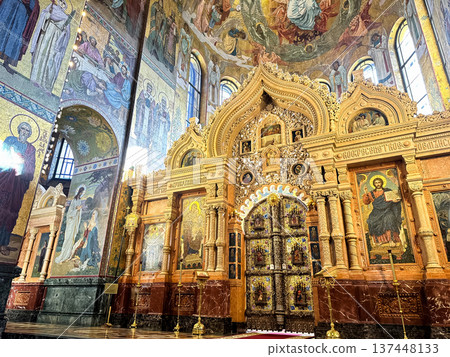 The luxurious interiors of the Church of the Savior on Spilled Blood, St. Petersburg, Russia The luxurious interiors of the Church of the Savior on Spilled Blood, St. Petersburg, Russia 137448133