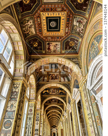 The luxurious interiors of the Raphael Loggia in the Hermitage Museum in St. Petersburg, Russia. 137448144