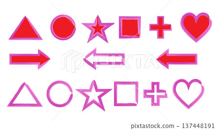 Collection of Colorful Geometric Shapes with a Hand-Painted Effect Collection of Colorful Geometric Shapes with a Hand-Painted Effect 137448191