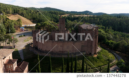 Javier Castle in Navarre with surrounding forest and rural landscape 137448278