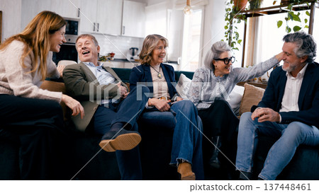 Group of senior friends laughing enjoying time together 137448461