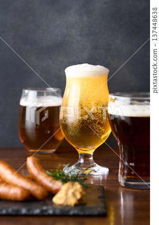 Craft beer poured into a glass 137448638
