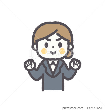 商務女性臉部表情姿勢辦公室插畫套裝 137448651