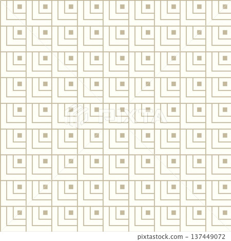 Elegant seamless pattern with golden geometric squares and angles on light gradient background. Luxury vector illustration for premium packaging wedding invitations and corporate identity design. Elegant seamless pattern with golden geometric squares and angles on light gradient background. Luxury vector illustration for premium packaging wedding invitations and corporate identity design. 137449072