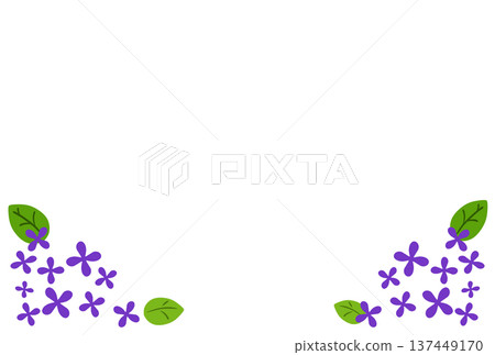 一個簡單的紫色相框，裡面有很多小花 137449170