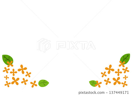 橙色的簡約框架，由許多小花組成 137449171