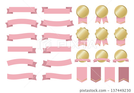 Simple pink ribbon frame set 137449230