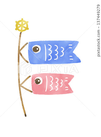 Watercolor carp streamer illustration for Children's Day events 137449279