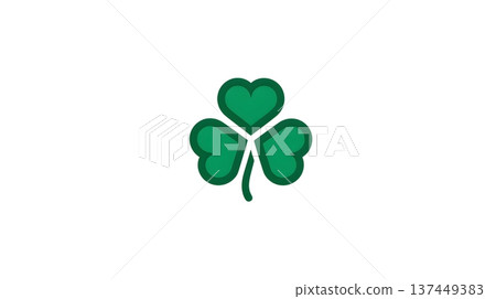 Minimalist Leaf Clover Logo Design. Green Shamrock Icon on White Background for Sports Team or Brand Identity. st patrick Day symbol. Minimalist Leaf Clover Logo Design. Green Shamrock Icon on White Background for Sports Team or Brand Identity. st patrick Day symbol. 137449383
