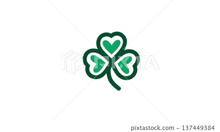 Minimalist Leaf Clover Logo Design. Green Shamrock Icon on White Background for Sports Team or Brand Identity. st patrick Day symbol. Minimalist Leaf Clover Logo Design. Green Shamrock Icon on White Background for Sports Team or Brand Identity. st patrick Day symbol. 137449384